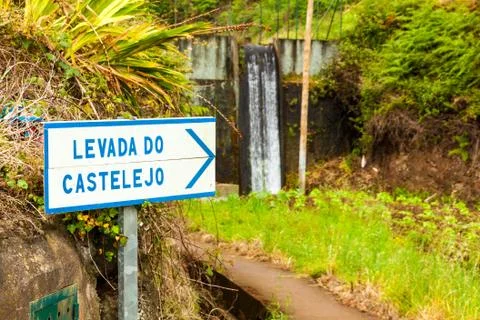 Sign  levada do castelejo Stock Photos