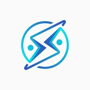 Sign lighting storm thunder two people flip flash energy power community Ilustração Stock