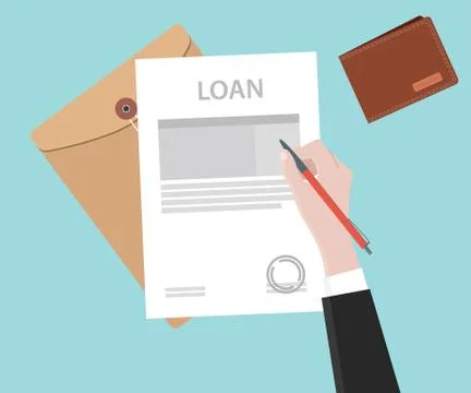 Sign a loan application on paper document Stock Illustration