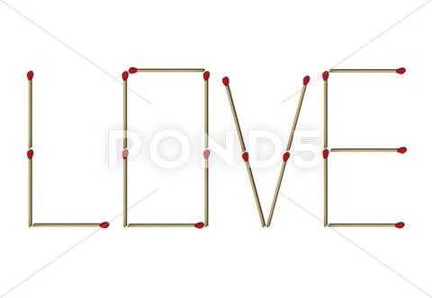 Sign of love made of matches Stock Illustration
