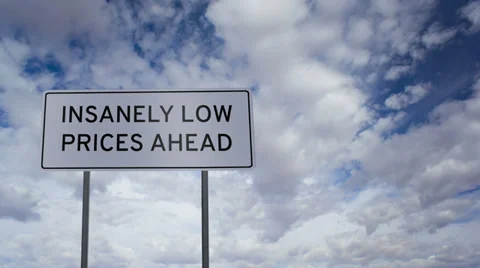 Sign Low Prices Clouds Timelapse Stock Footage 35876142
