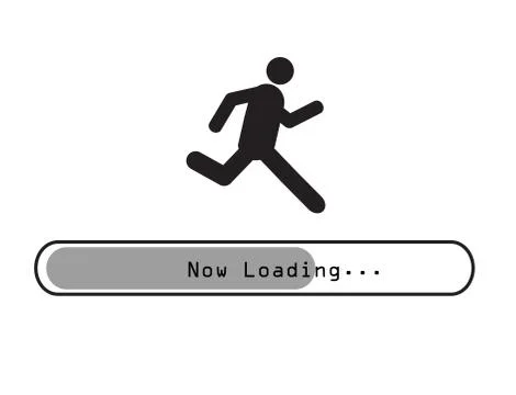Sign man running on loading bar vector Stock Illustration