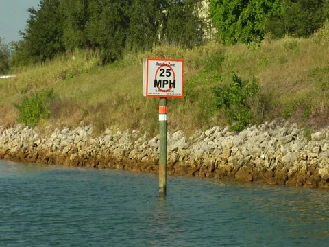 Sign "Manatee Zone 25 mph" 02 Stock Footage 41389001