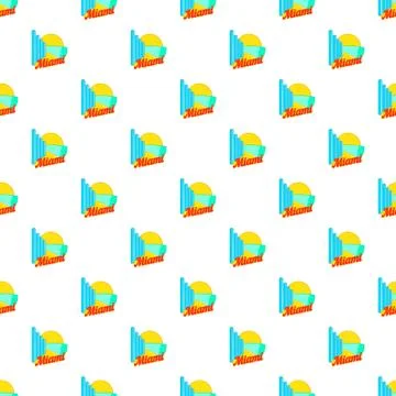 Sign Miami pattern, cartoon style Illustrazione stock