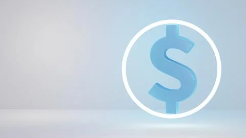 Sign of monetary unit of dollar in 3D space on blank background Stock Illustration