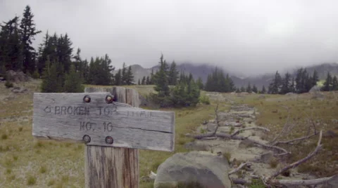 Sign on mountain trail Stock Footage 59308950