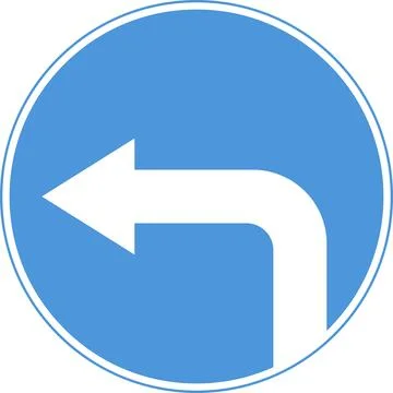 The sign is moving to the left. Blue circle. Stock Illustration