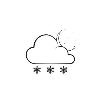 A sign of a nighttime snow icon. Elements of weather signs icon. Premium quality Illustrazione stock