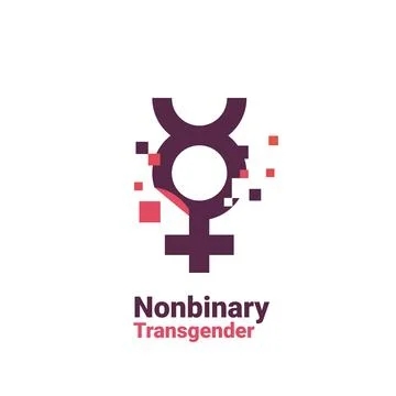 Sign for nonbinary, pixel gender image logo icon isolated on white background Stock Illustration