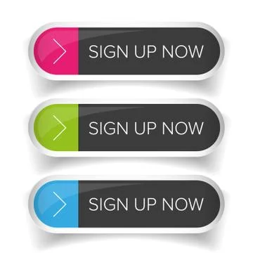 Sign Up Now button set Illustrazione stock