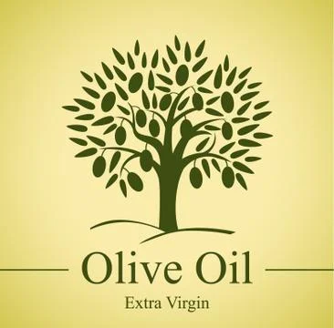 Sign olives tree on yellow background Stock Illustration