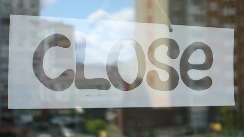 The sign is OPEN on the restaurant door. Stock Footage 128853789