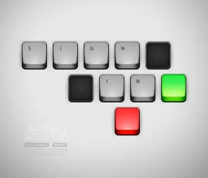 Sign in or login concept on computer keyboard Stock Illustration