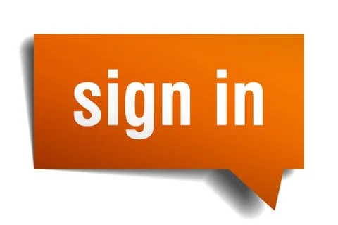 Sign in orange 3d speech bubble Illustrazione stock