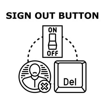 Sign out button user interface concept illustration Illustrazione stock