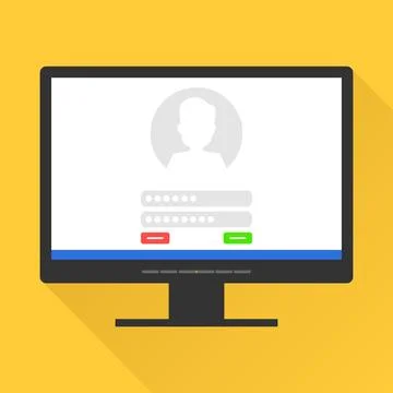 Sign in page on computer screen. Login and password from the mailbox Stock Illustration