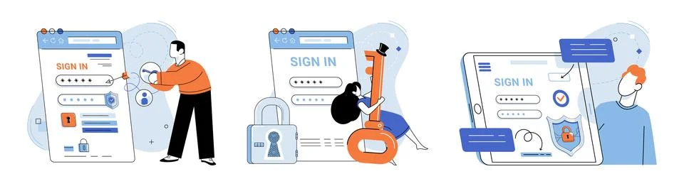 Sign up page. The web interface provides intuitive experience for account 스톡 일러스트