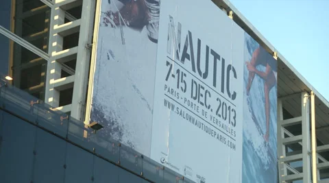 Sign of Paris boat show Stock Footage 34301448