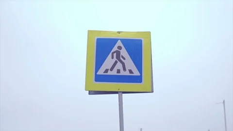 A sign of a pedestrian crossing. Stock Footage 73949068