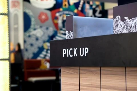 Sign pick up here, good for article or background Stock Photos