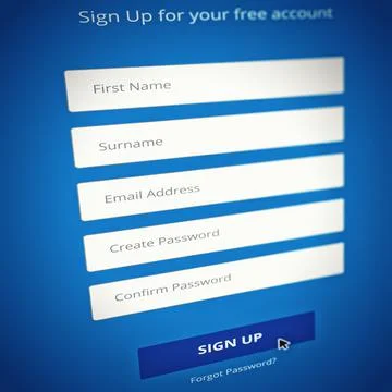 Sign up. Please. Computer generated image of the sign-up page of a website - ALL Stock Illustration
