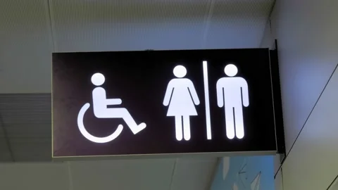 sign. pointer. toilet or WC. Signboard h... | Stock Video | Pond5