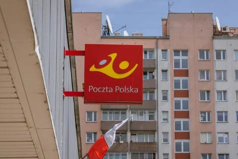 Sign on Polish post office - Poczta Polska in Warsaw, Poland Stock Photos