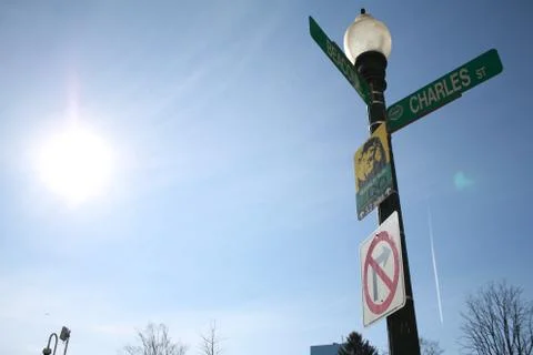 Sign Post in Boston Stock Photos