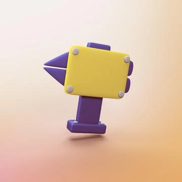 Sign post direction - stylized 3d CGI icon object Stock Illustration