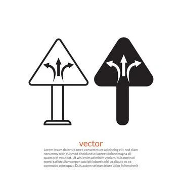 Sign post, pointer line icon. Stock Illustration