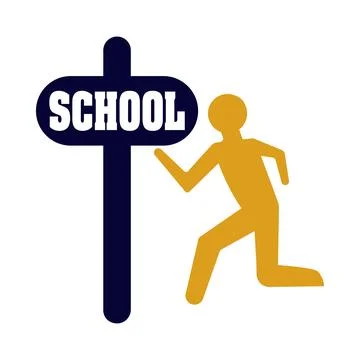 Sign, post, road sign, school sign, students, kids, school signpost icon Stock Illustration