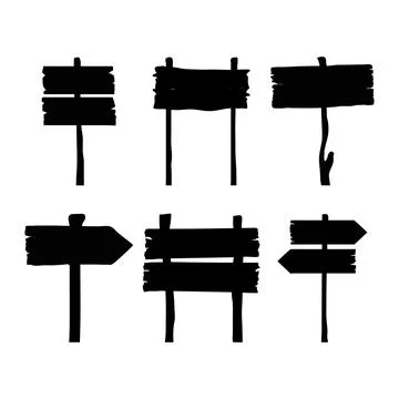 Sign Posts Hand Drawn Shapes Stock Illustration