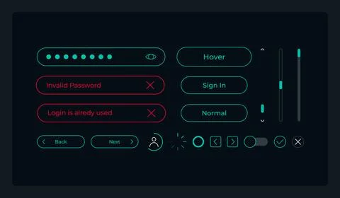 Sign in process UI elements kit 스톡 일러스트