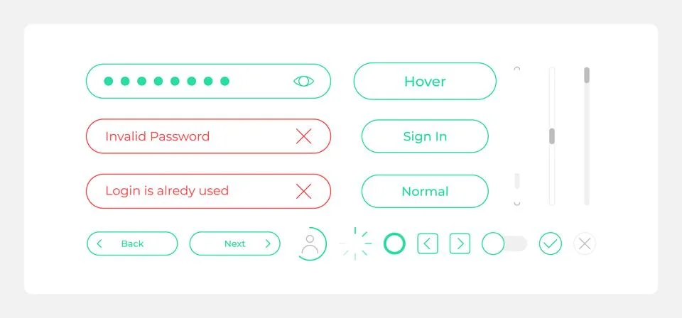 Sign in process UI elements kit Stock Illustration