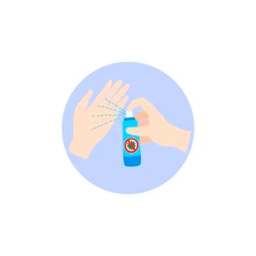 Sign processing hands with a sanitizer, coronavirus motivation symbol, covid-19 Stock Illustration