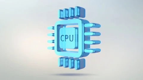 Sign Processor icon is made of glass. Translucent rotating cpu sign Stock Footage 86826979