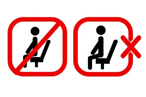 Sign - Prohibited - Do Not Sit Here 03A Stock Illustration
