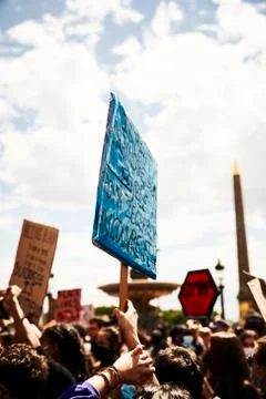 Sign at Protest in Paris Stock Photos