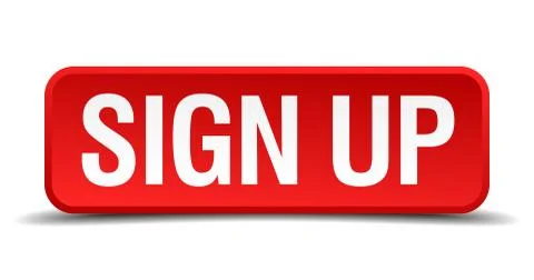 Sign up red 3d square button isolated on white Stock Illustration