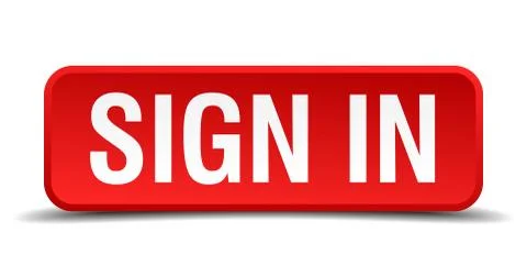 Sign in red 3d square button isolated on white Stock Illustration