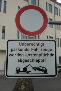 A sign with a red circle Stock Photos