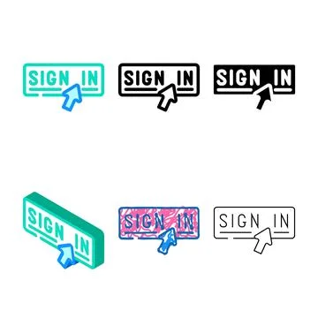 Sign in registration color icon vector set 库存插图