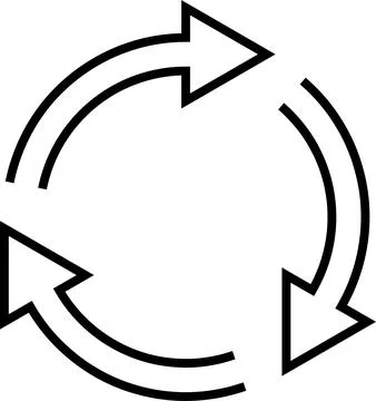 Sign reload refresh icon spinning 3 arrows circle renewable update Stock Illustration