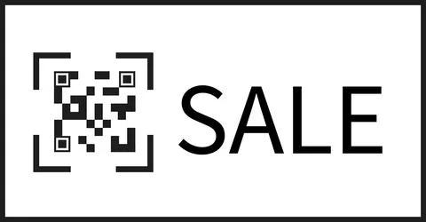 The sign represents a sale by QR code. 스톡 일러스트