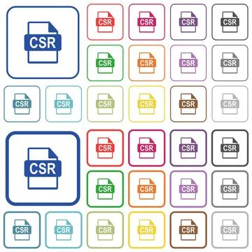 Sign request file of SSL certification outlined flat color icons Illustrazione stock