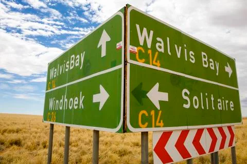 Sign Road in Namibia Stock Photos