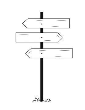 Sign road post vector line 스톡 일러스트