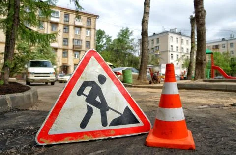  Sign road work. Stock Photos