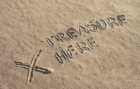 Sign on sand Stock Photos