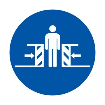 Sign for Security Barrier Indicating Access Control for Visitors and Workers Illustrazione stock